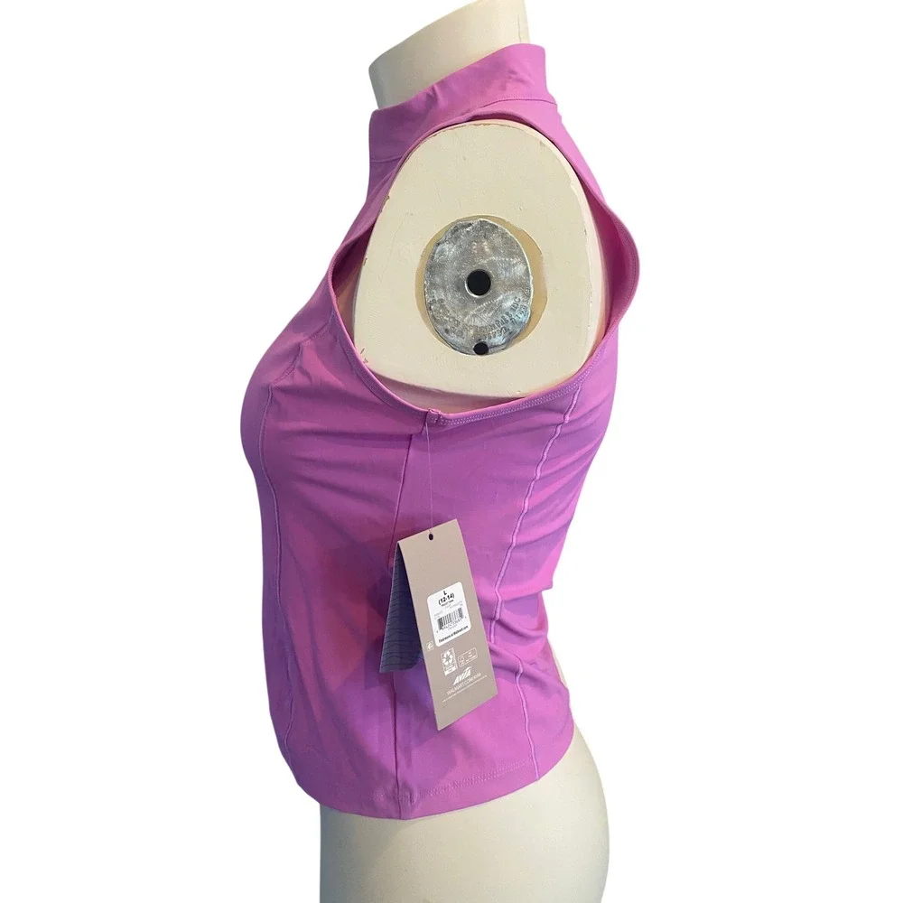 Avia Tricot Tank Fleur Pink Quarter Zip Mock Neck Sleeveless Top Large 12-14 NEW - Picture 4 of 9
